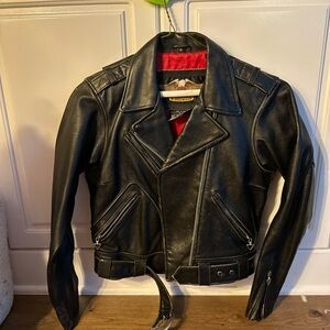 Vintage Harley-Davidson Leather Jacket with Red Lining